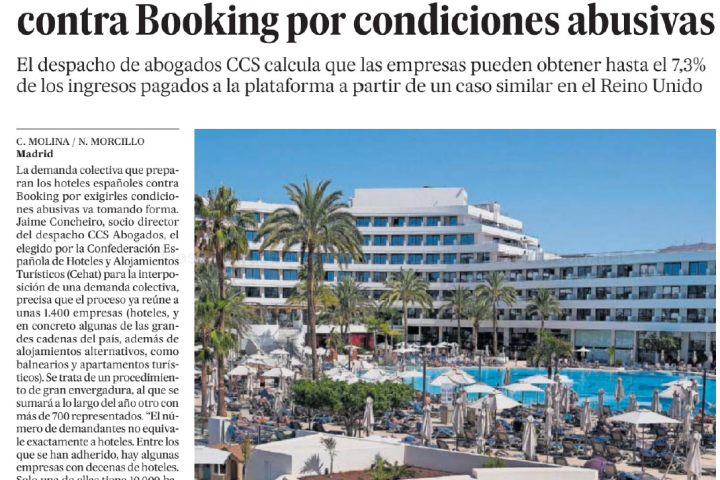 El País: Más de 1.400 empresas hoteleras ultiman una demanda colectiva contra Booking por uso de cláusulas anticompetitivas